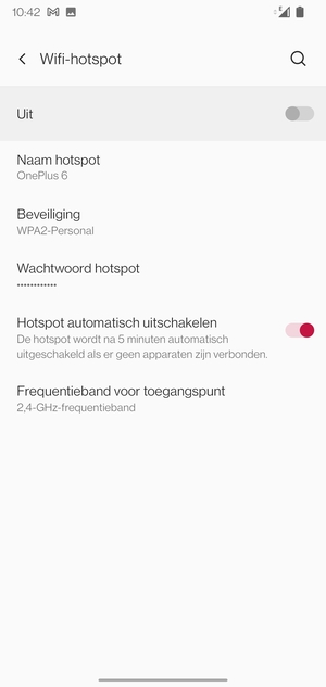 Selecteer Wachtwoord hotspot