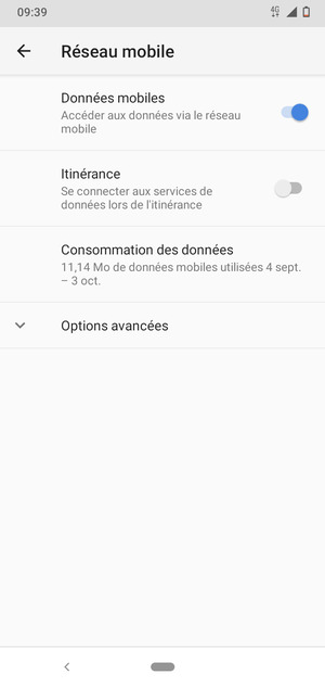 Pour changer de réseau en cas de problèmes de réseau, sélectionnez Options avancées