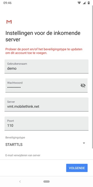 Selecteer Beveiligingstype