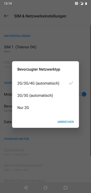 Wählen Sie die gewünschte Option