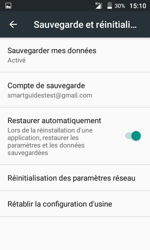 Sélectionnez Compte de sauvegarde
