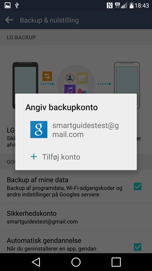 Vælg din sikkerhedskopi-konto