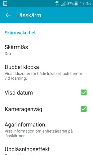 Välj Skärmlås