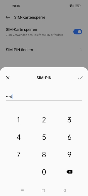 Geben Sie Ihre Aktuelle PIN für die SIM-Karte ein und wählen Sie OK