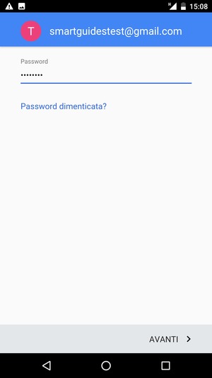 Inserisci la tua password e seleziona AVANTI