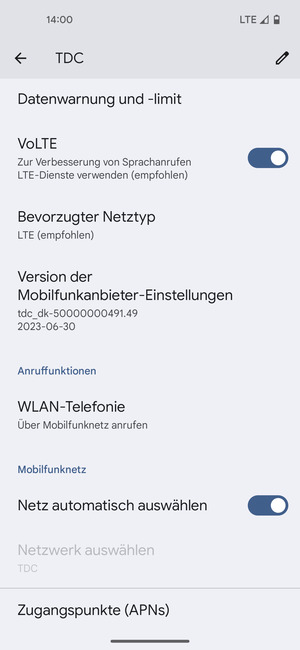 Um das Netzwerk zu wechseln, falls Probleme auftreten, schalten Sie Netz automatisch auswählen aus