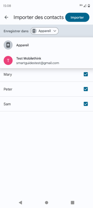 Sélectionnez votre compte Google