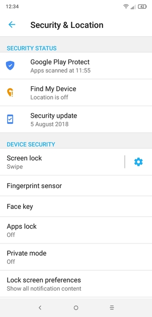 Select Screen lock