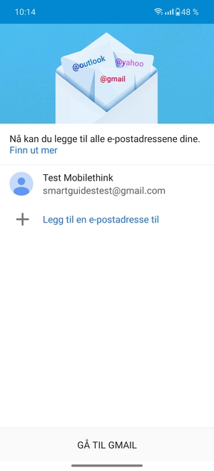 Velg GÅ TIL GMAIL