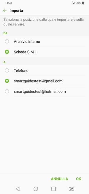 Seleziona il tuo account Google e poi OK