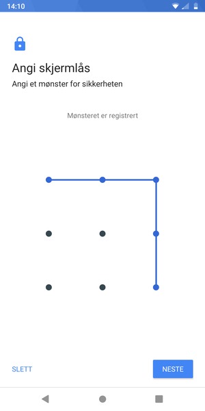 Tegn et opplåsingsmønster og velg NESTE