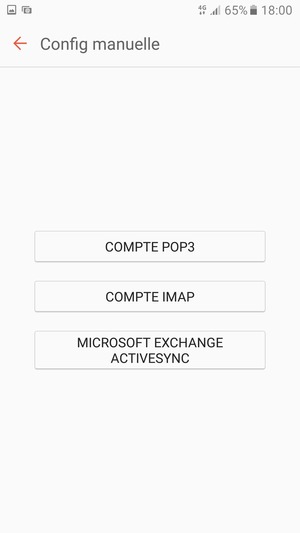 Sélectionnez COMPTE POP3 ou COMPTE IMAP