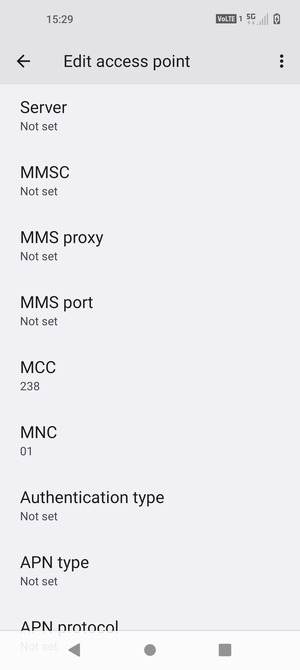 Scroll down and enter MMS information