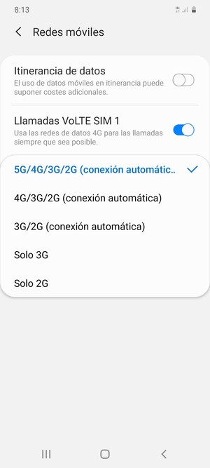 Seleccione la opción deseada