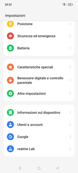 Seleziona Informazioni sul dispositivo