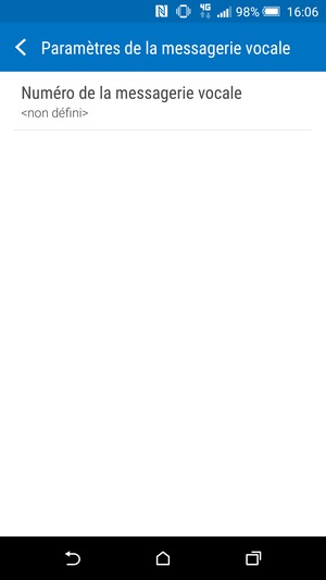 Sélectionnez Numéro de la messagerie vocale