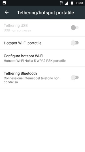 Seleziona Configura hotspot Wi-Fi