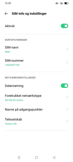 Slå Dataroaming til eller fra