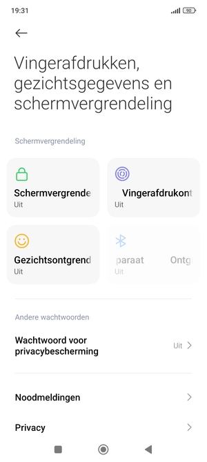 Om uw schermvergrendeling te activeren, keer terug naar het Vingerafdrukken, gezichtsgegevens en schermvergrendeling-menu en selecteer Schermvergrendeling