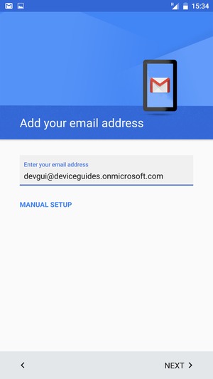 Enter your Email address and  select MANUAL SETUP