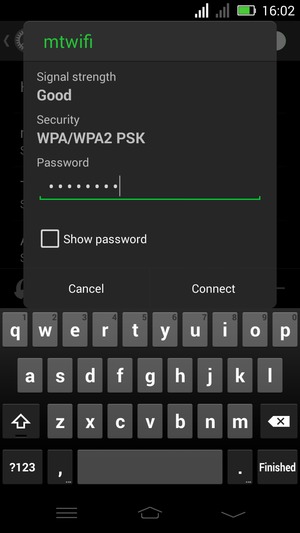 Enter the Wi-Fi password and select Connect
