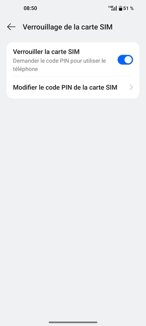 Sélectionnez Modifier le code PIN de la carte SIM