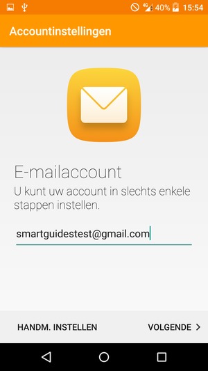 Voer uw Gmail of Hotmail adres in en selecteer VOLGENDE