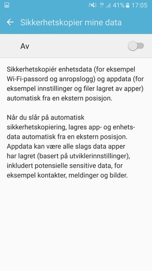 Slå på Sikkerhetskopier mine data