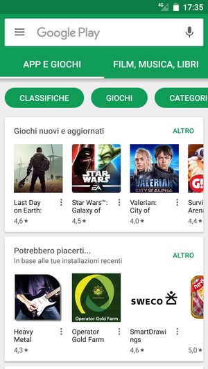 Seleziona la barra di ricerca
