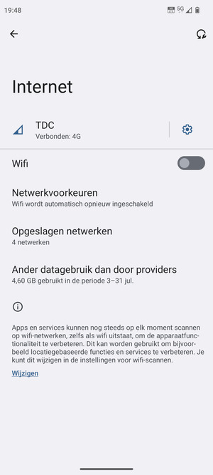 Schakel Wifi in