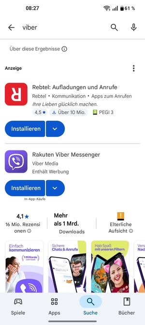 Wählen Sie die App