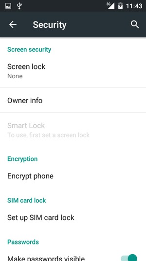 Select Screen lock