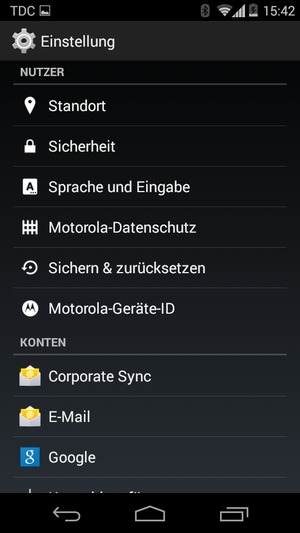 Scrollen Sie und wählen Sie Google
