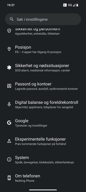 Bla til og velg System