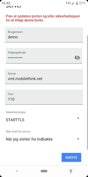 Scroll til og vælg Sikkerhedstype