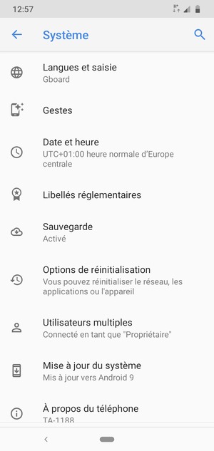 Sélectionnez Mise à jour du système