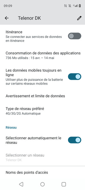 Faites défiler vers og sélectionnez Noms des points d'accès