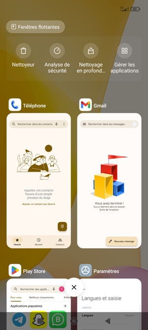 Sélectionnez l'icône Supprimer pour fermer toutes les applis en cours d'exécution