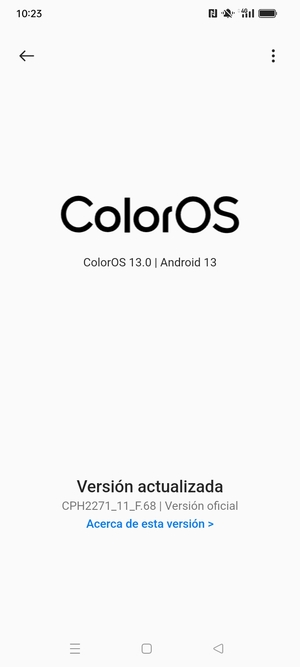 Si su teléfono está actualizado, verá la siguiente pantalla