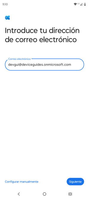 Introduzca su Dirección de correo electrónico y seleccione Configurar manualmente