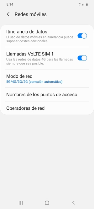 Activar o desactivar Itinerancia de datos