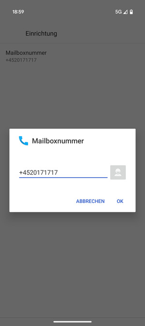 Geben Sie die Mailboxnummer ein und wählen Sie OK