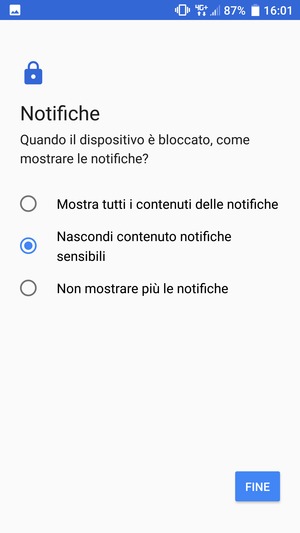 Seleziona la tua opzione preferita e poi FINE