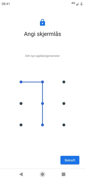 Tegn opplåsingsmønsteret igjen og velg Bekreft