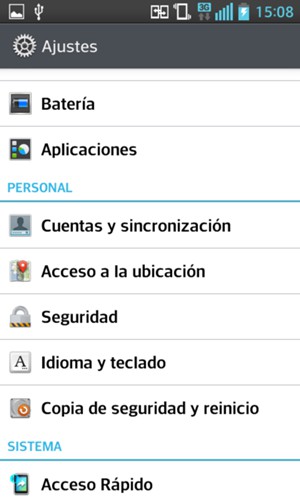 Seleccione Copia de seguridad y reinicio