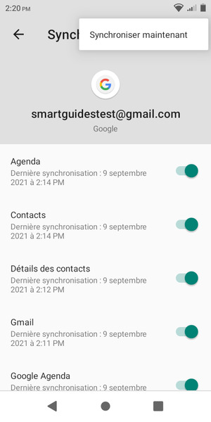 Sélectionnez Synchroniser maintenant