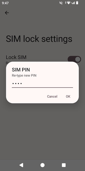 Confirm your new SIM PIN and select OK