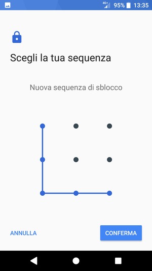 Disegna nuovamente la sequenza di sblocco e seleziona CONFERMA