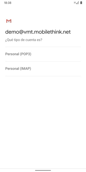 Seleccione Personal (POP3) o Personal (IMAP)