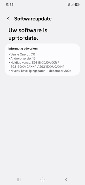 Als uw telefoon up-to-date is, zult u het volgende scherm zien